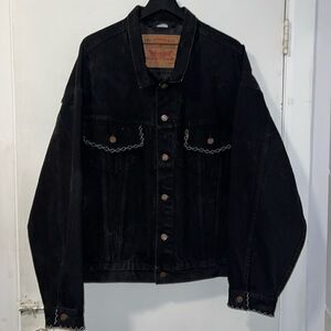 LEVI STRAUSS & CO Black Denim Jacket with Beaded Trim-XL